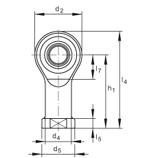 桿端軸承 GIKPSR5-PS, 根據 DIN ISO 12 240-4 標準，特種鋼材料，帶右旋內螺紋，免維護