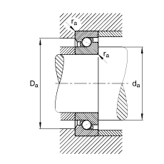 推力角接觸球軸承 BSB030062-T, 單向，接觸角 α = 60°，限制公差