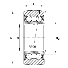 滾輪 LR50/7-2RSR, 雙向，兩側密封