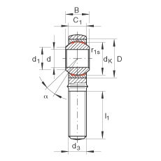 桿端軸承 GAKL6-PW, 根據(jù) DIN ISO 12 240-4 標準，帶左旋外螺紋，需維護