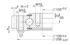 四點接觸球軸承 VA140188-V, 有外齒，兩側(cè)唇密封