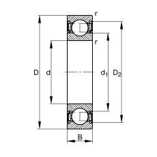 深溝球軸承 S6208-2RSR, 根據(jù) DIN 625-1 標(biāo)準(zhǔn)的主要尺寸, 耐腐蝕保護(hù)，兩側(cè)唇密封