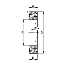 主軸軸承 HSS71906-C-T-P4S, 調(diào)節(jié)，成對安裝，接觸角 α = 15°，兩側(cè)唇密封，非接觸，加嚴(yán)公差