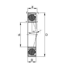 主軸軸承 HCB7220-C-T-P4S, 調(diào)節(jié)，成對或單元安裝，接觸角 α = 15°，陶瓷球，限制公差