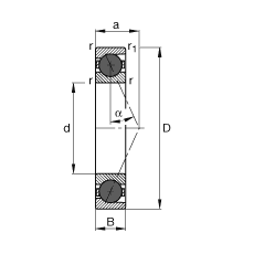主軸軸承 HCB71911-E-T-P4S, 調節，成對或單元安裝，接觸角 α = 25°，陶瓷球，限制公差