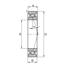 主軸軸承 HS71907-C-T-P4S, 調節，成對安裝，接觸角 α = 15°，限制公差