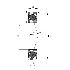 主軸軸承 HCB71909-C-2RSD-T-P4S, 調節，成對或單元安裝，接觸角 α = 15°，陶瓷球，兩側唇密封，非接觸，限制公差