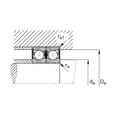 主軸軸承 B7026-C-2RSD-T-P4S, 調節，成對安裝，接觸角 α = 15°，兩側唇密封，非接觸，加嚴公差